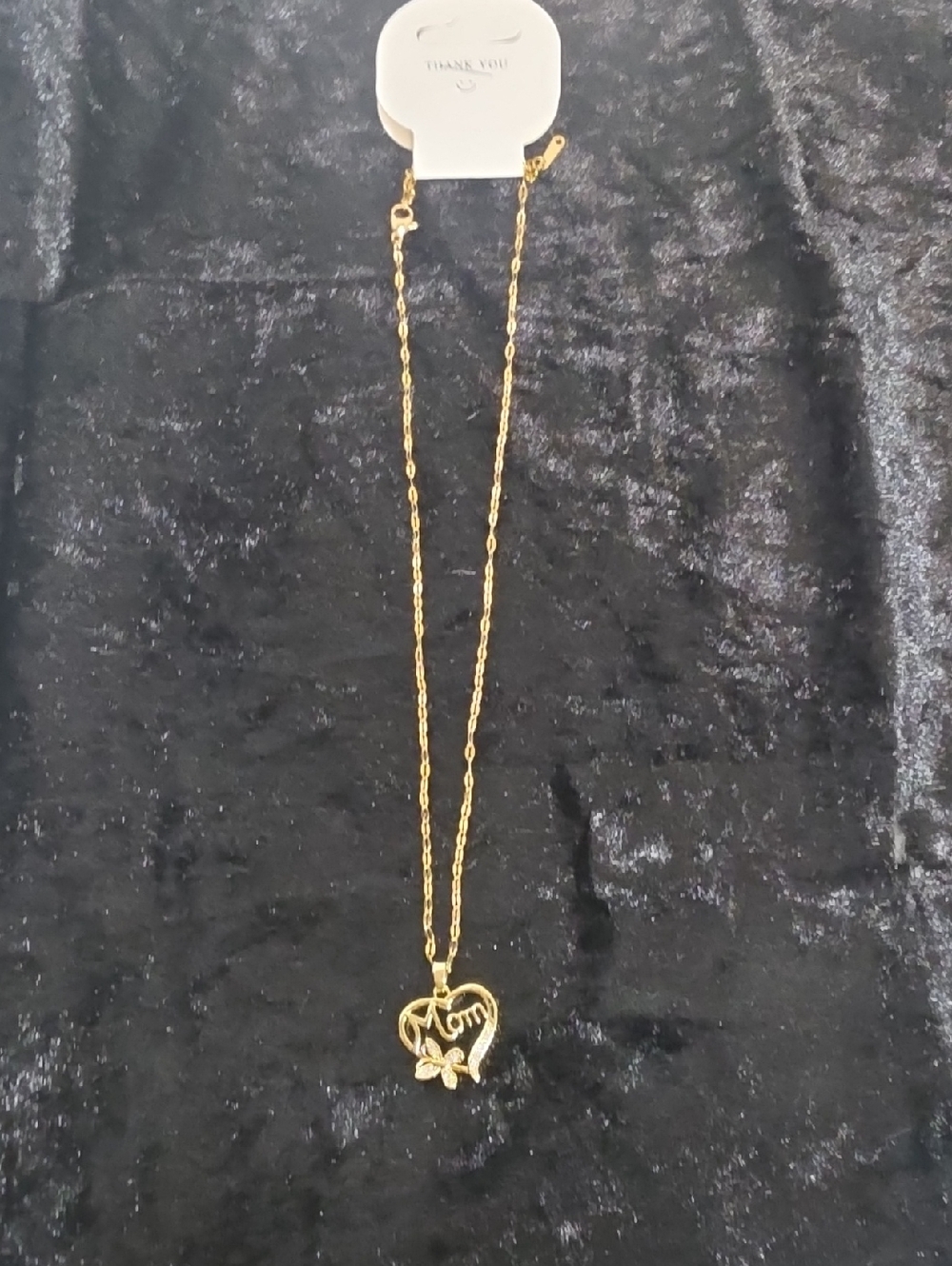Gold 'Mom' Heart Pendant Necklace with Floral Accent - Women Jewelry